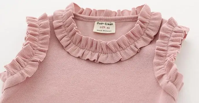 Новый детский кружевной жилет для девочек Трикотажная хлопковая футболка без