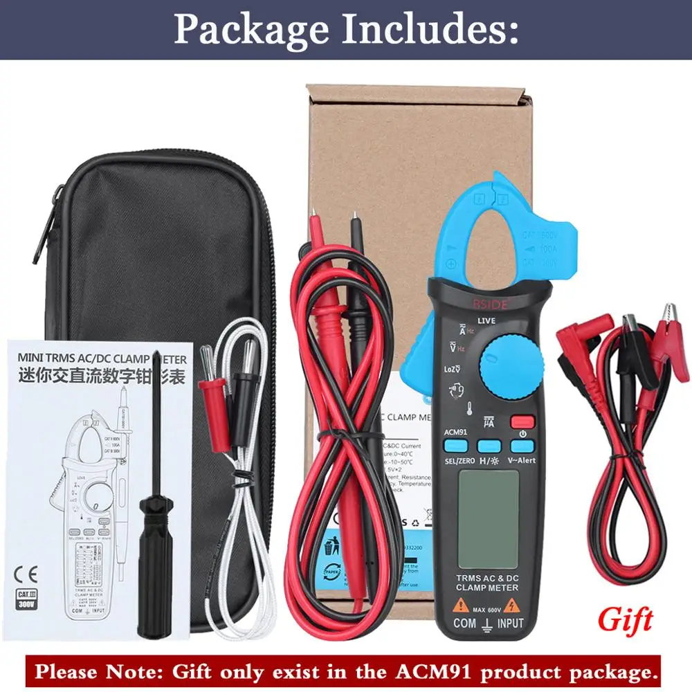 BSIDE Токоизмерительные клещи True RMS 1mA плоскогубцы Амперметр профессиональный