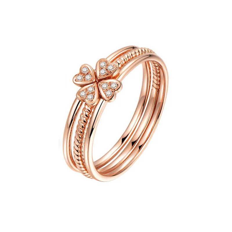 

TR2097 925 Fashion Charm Two-color Clover Ring