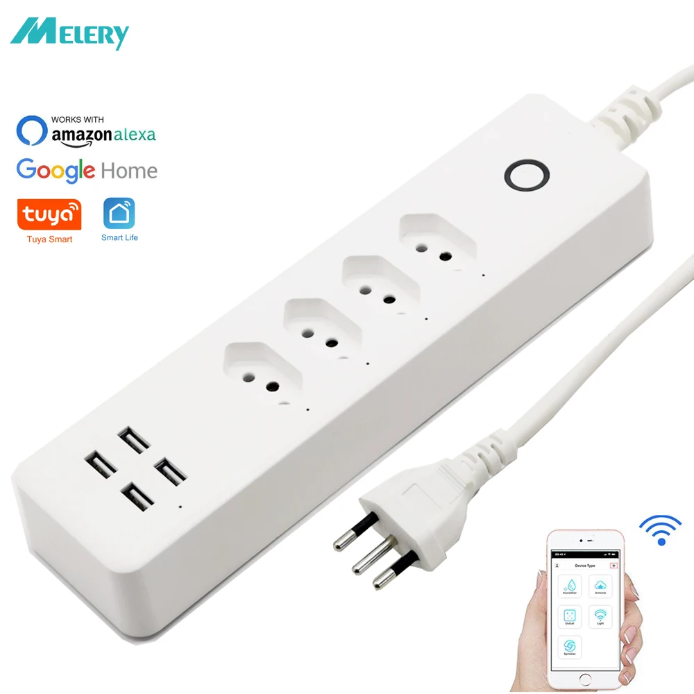 WiFi смарт Мощность полосы Стабилизатор напряжения 4 способа розетки Бразилия