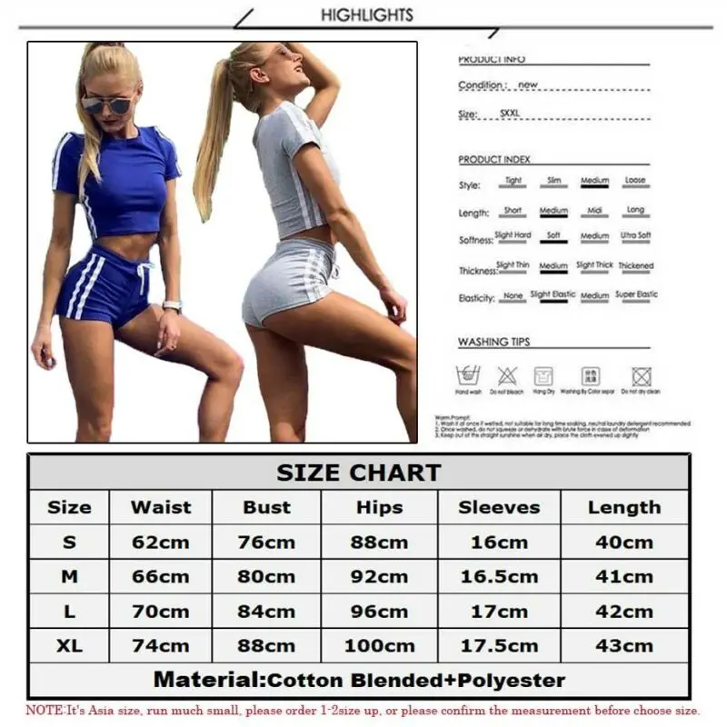

Meihuida Summer 2PCS Women Sexy Sports Vest Crop Top + Shorts Set Running Gym Fitness Tracksuit Sports Wear