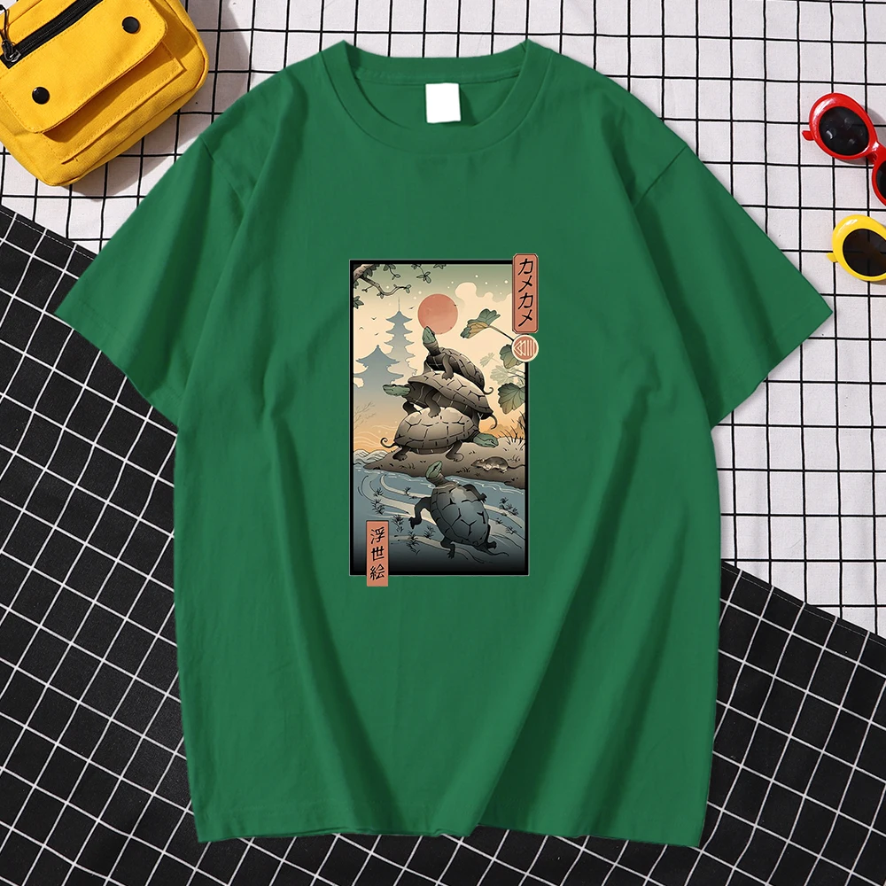 

Japanese Ukiyoe Style Printing Men Tshirt Creativity Crewneck Mens Streetwear Oversized Tshirts Vogue Vintage T Shirts Street