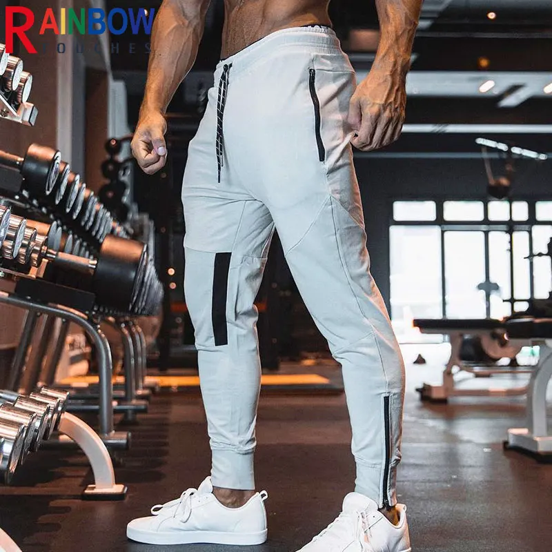 

Gym Pants Men Jogger Pants Slim Zip Pocket Breathable Legging Sport Pants Men Jogging Superior Quality Pant Men's Rainbowtouches