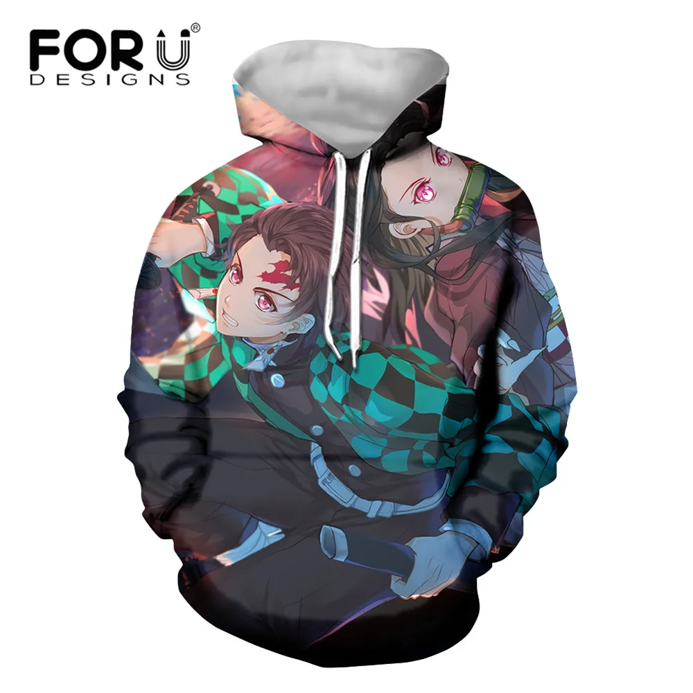 

FORUDESIGNS Demon Slayer Hoodie Fashion Casual Japanese Anime Hoody Youth Boys Leisure Long Sleeves Pullovers Streetwear Unisex