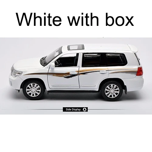 White with box 1/32 внедорожник Toyota Land Cruiser, брелок для автомобильных ключей, модели 4 дверь открыта тянуть обратно светильник музыка металлический автомобиль игрушка для детей мальчиков и девочек собрать - Цвет: White with box