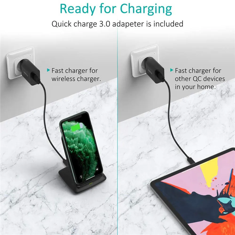 Универсальное беспроводное зарядное устройство 15 Вт с адаптером QC 3 0 станция для