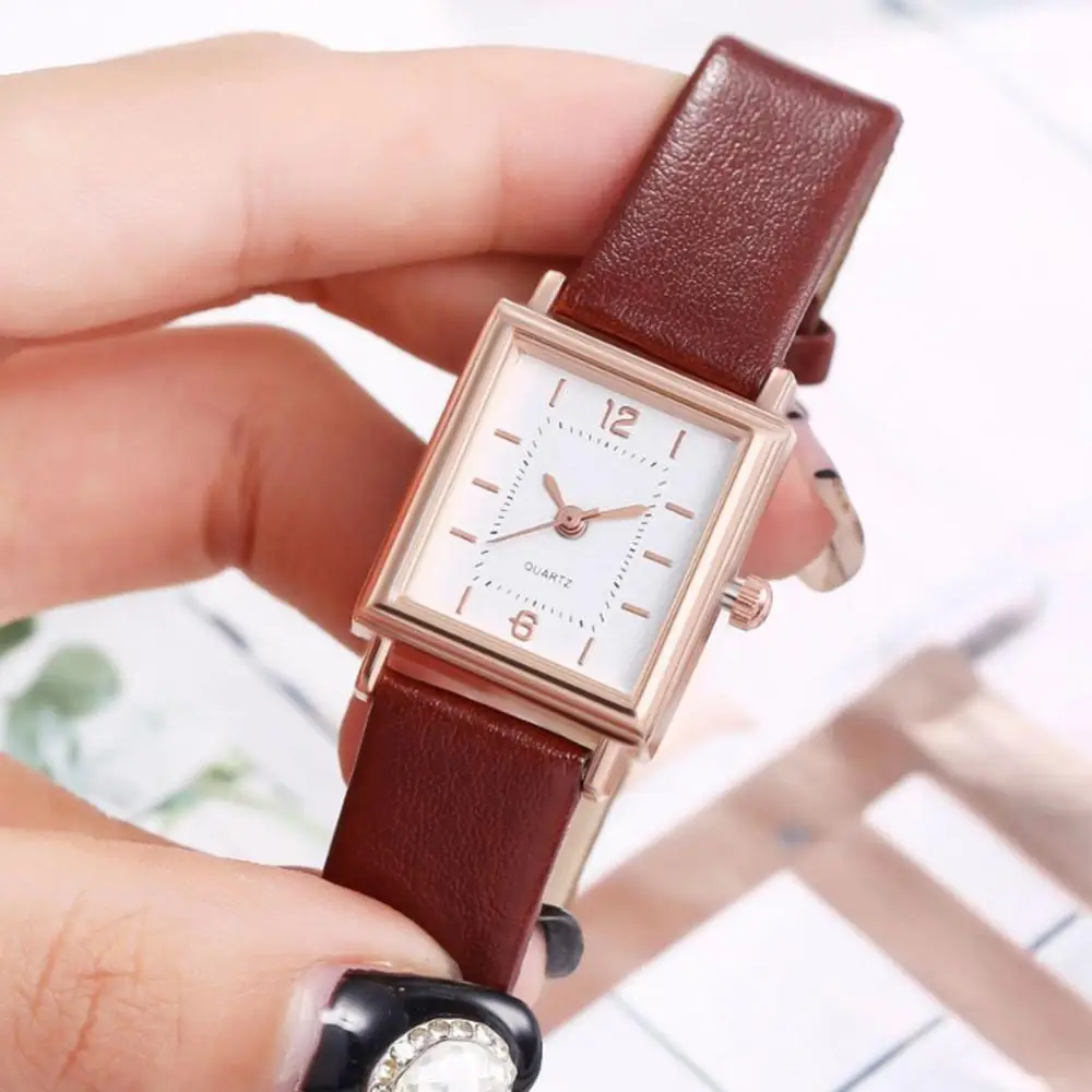 2020 винтажный ремень часы Простой квадратный весы циферблат для девушек модные