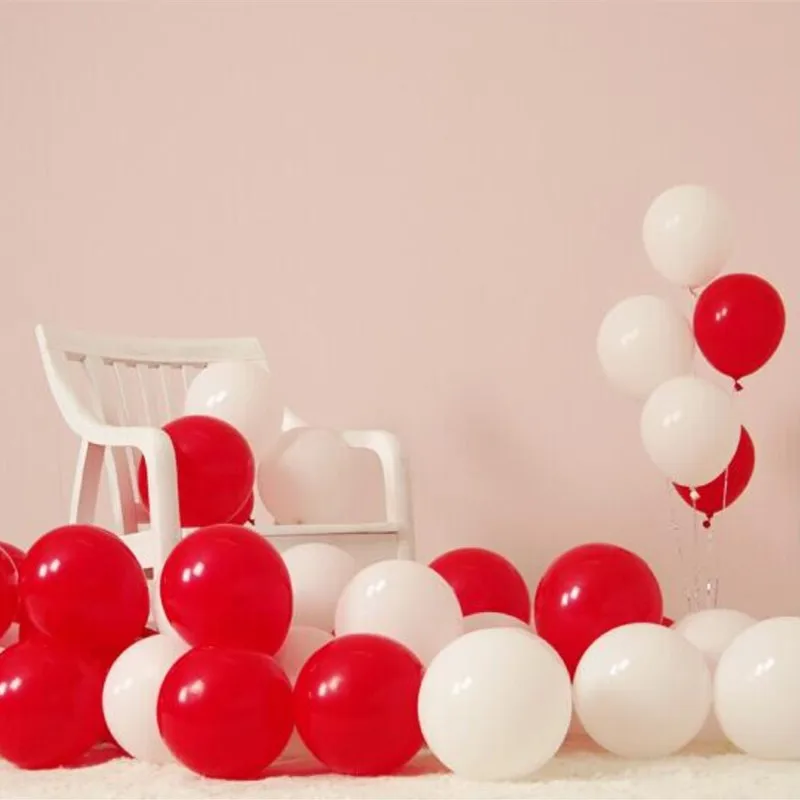 

50pcs10 Inch Round White Red Latex Balloons Wedding House Decoration Birthday Party Ballon Baby Shower Helium Gas Globos