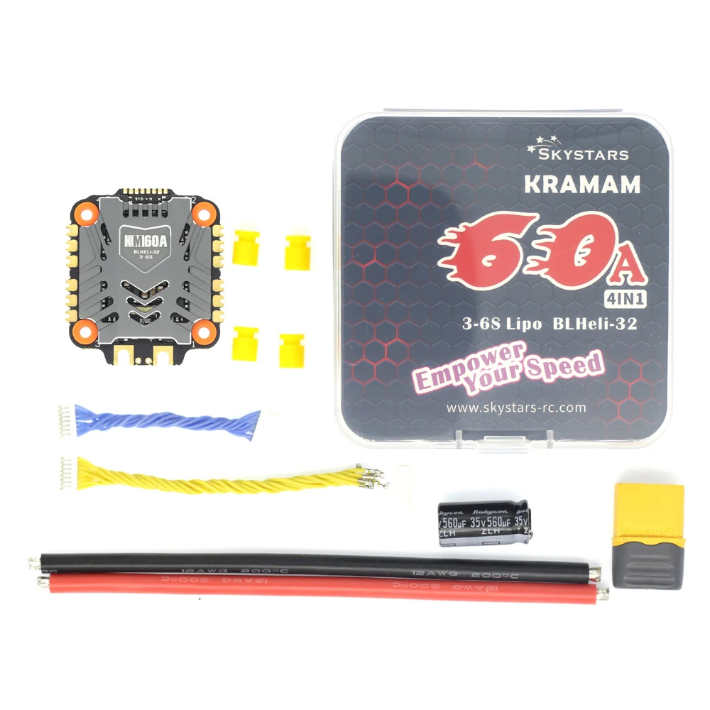 Фото SKYSTARS 60A с диагональю экрана 3-6S 4in1 ESC BLHeli-32 ESC Скорость плата контроллера Dshot600 DShot1200 Lipo для FPV гоночный Квадрокоптер №4
