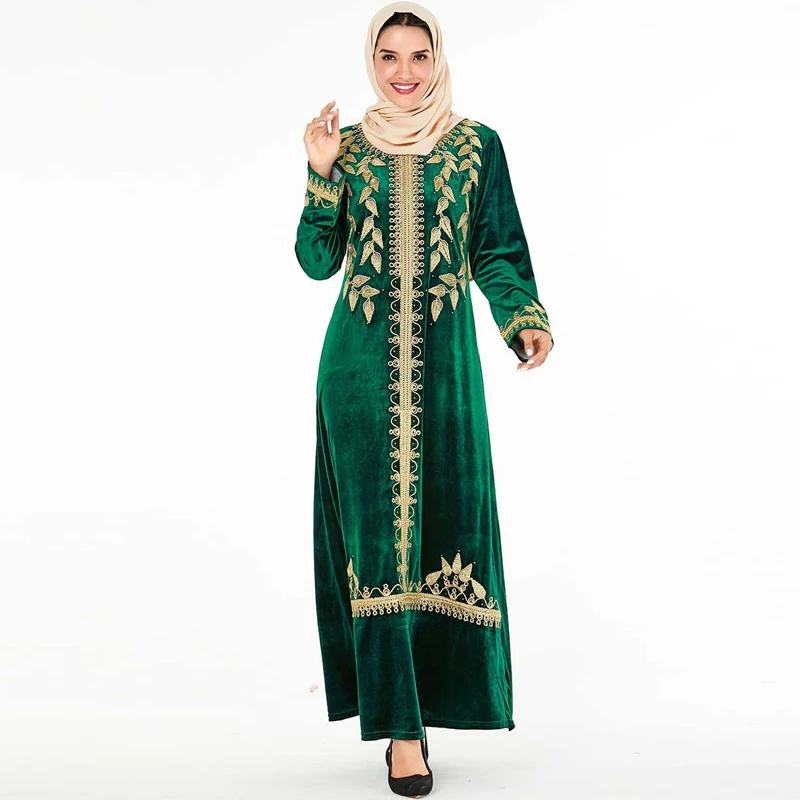 Зимнее бархатное платье abaya Турецкий Арабский мусульманский хиджаб Caftan Дубай Кафтан Марокко одеяние мусульмане Longue Tesettur платья