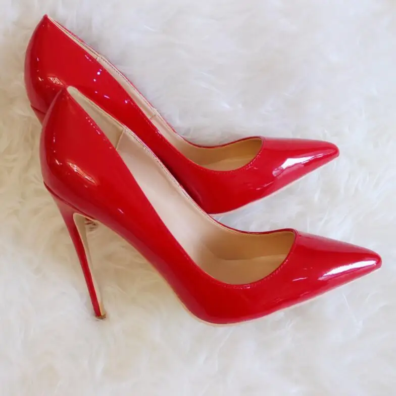 

2021 Brand Red Pumps 8 10 12cm High Heels Shoe Nude/Black Genuine Leather Point Toe Pumps Rubber Wedding Shoes Party Pumps
