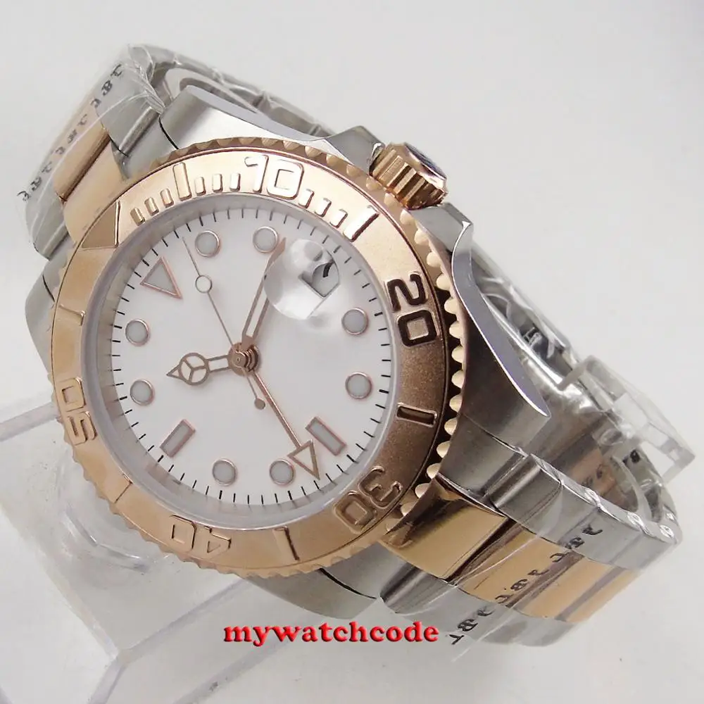 Мужские часы bliger с белым циферблатом и сапфировым стеклом 40 мм | Наручные