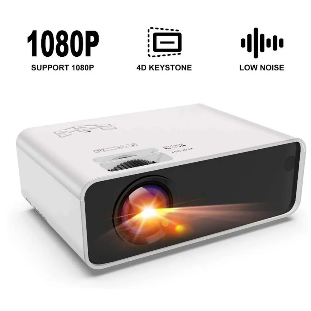 

Performance HD Projector Portable Small Projector Support 1080P 4D Keystone Low Noise Portable Projector Great Projector
