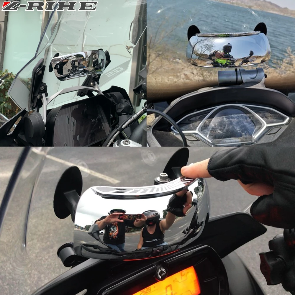 Universal Motorcycle Windscreen Rear View Mirror 180 Ultra Wide Angle Central Rearview for Yamaha Vespa Kawasaki BMW | Автомобили и