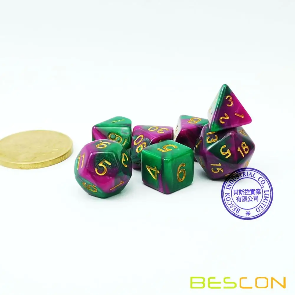 Wizard Jungle Bescon мини двухцветные многогранные игральные кости, набор 10 мм, маленькие кости набор D4-D20 в трубке, 6 новых разных цветов 42 шт - Цвет: Wizard Jungle