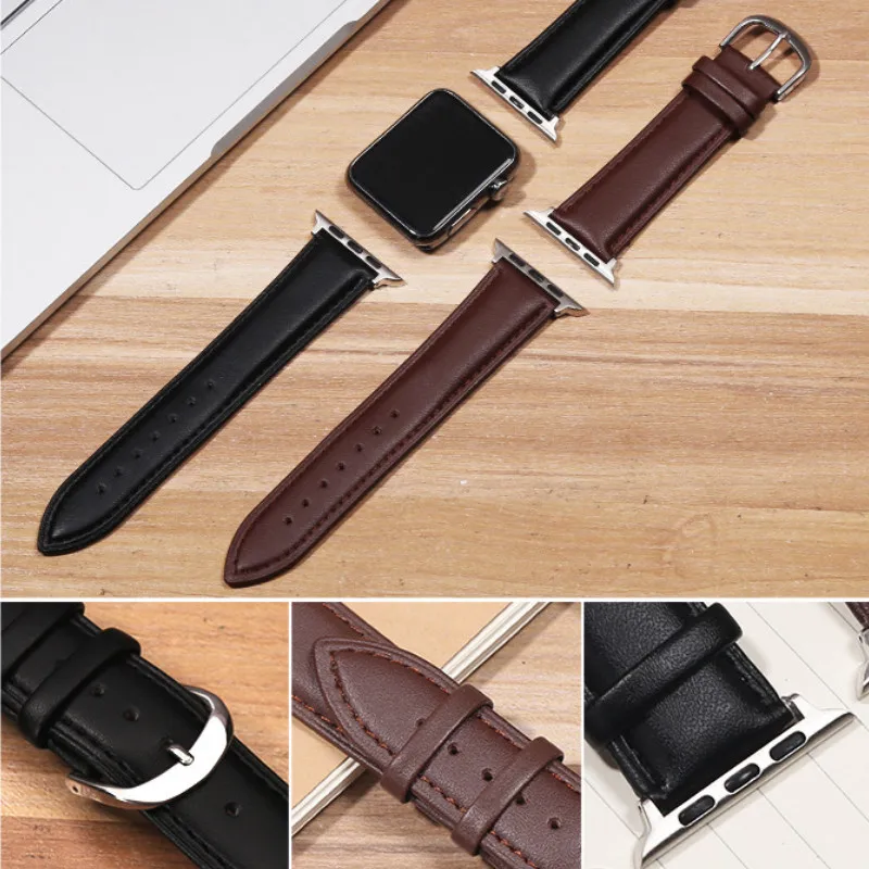 Ремешок кожаный для Apple Watch Band 38 мм 40 42 44 черный коричневый браслет iWatch Series 5/4/3/2/1 |