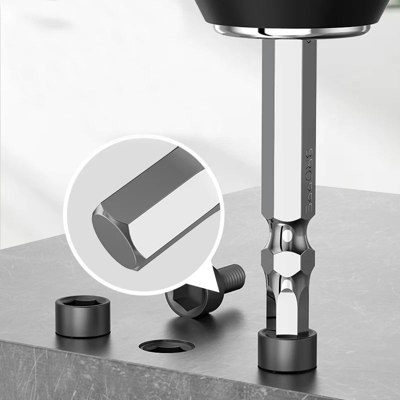 

BROPPE 6Pcs 1/4 Double-head Inner Hex Screwdriver Bit 65mm/100mm S2 Alloy Steel HRC60 Magnetic Electric Socket Bit