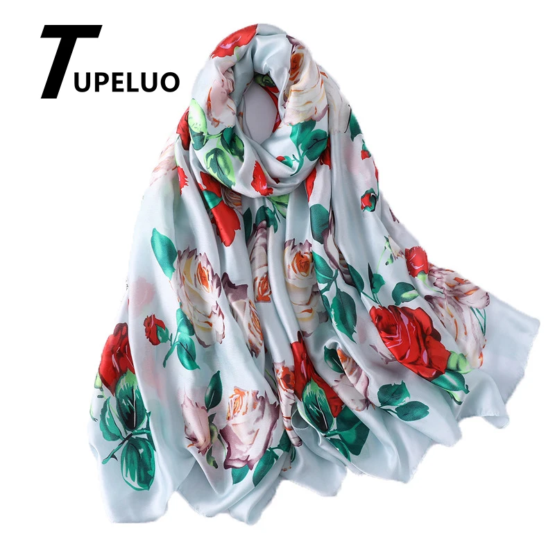 Женский шелковый шарф с цветочным принтом модные пляжные шарфы 2020 Дамский хиджаб