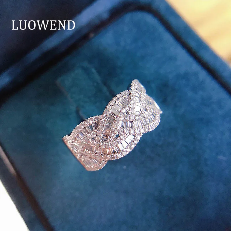 LUOWEND 18K Белое Золото (AU750) Женское Обручальное кольцо 0 60 карат золотые кольца