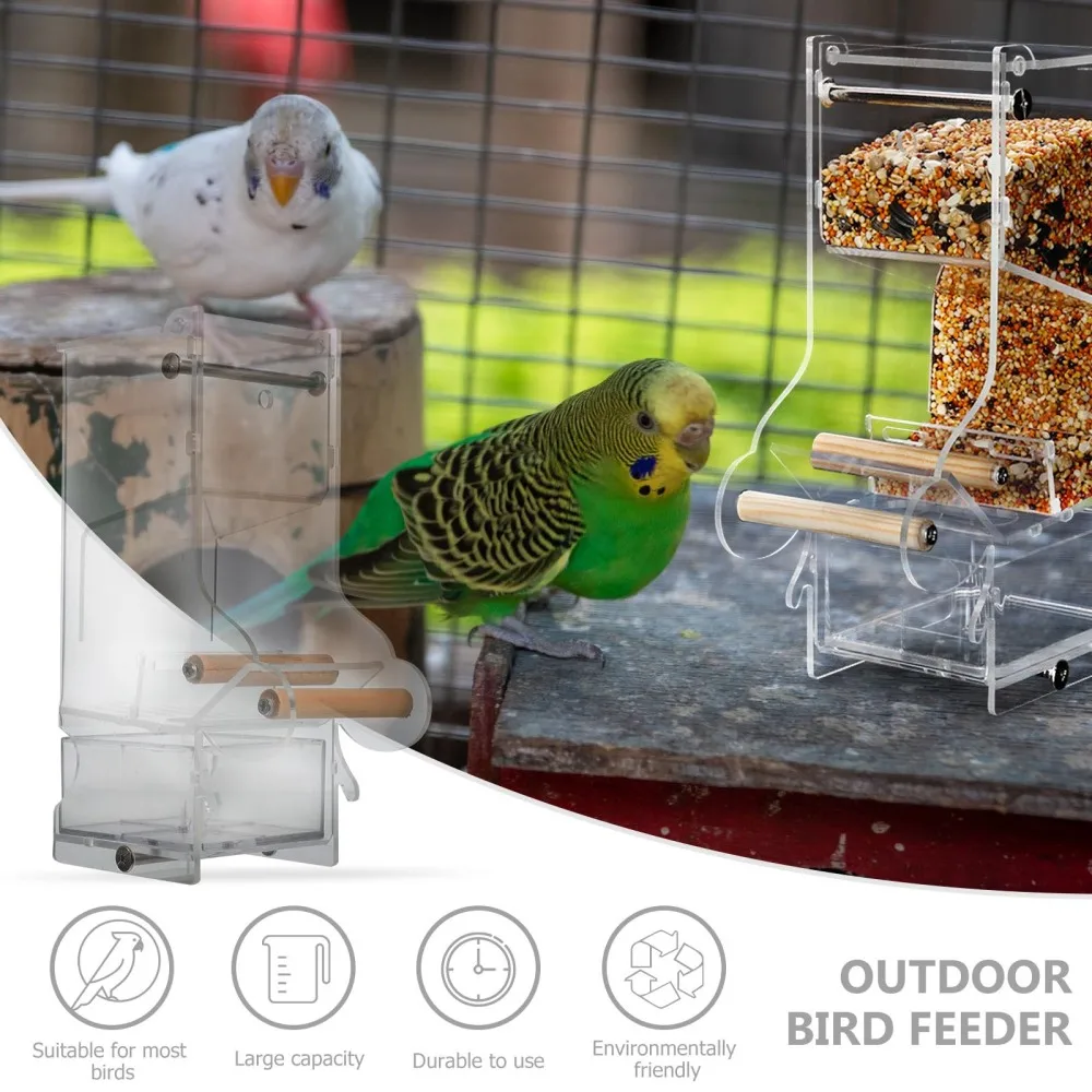 

1Pc Bird Transparent Feeder Bird Feeding Container Bird Water Food Dispenser