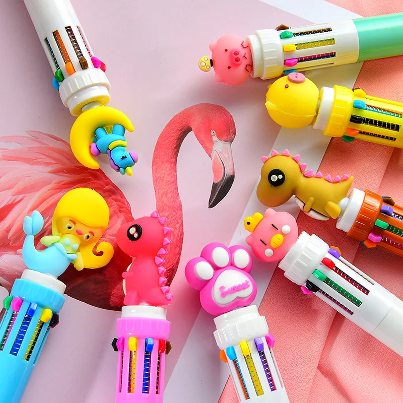 Cute 10-color Ballpoint Pen Cartoon Unicorn Multi-function Press Marker for Diy Bullet Journal Stationery Christmas Gift Kid |