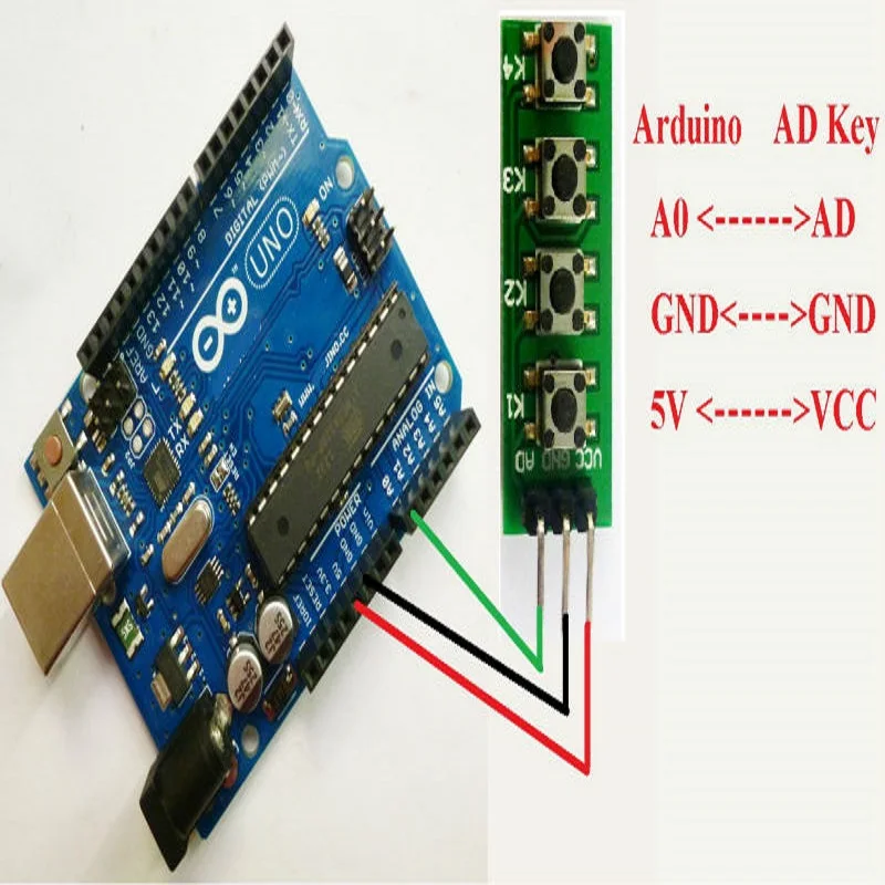 3 В 5 в KC11B04 4 клавиши аналоговые кнопки AD панель клавиатуры ADC порт для Arduino UNO MEGA2560