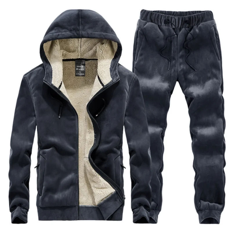 

2020 Winter New Men's Hooded Plus Size Casual Cashmere Sweater Sports Pants Suit Sudaderas Baggy Crewneck Sweatshirt Spodnie
