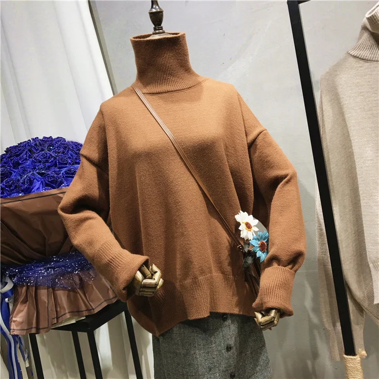 

Женский шикарный свитер 2022, зимние топы, пуловер, вязаное мягкое теплое свободное однотонное пальто в Корейском стиле, плотное пальто, верхн...