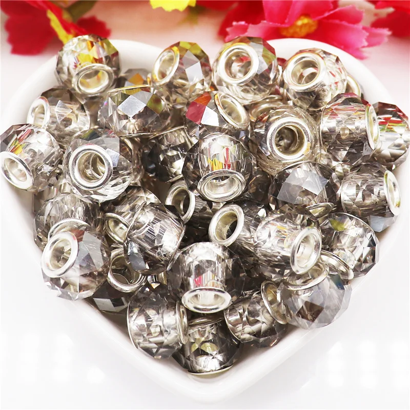 

10Pcs New Glass Color Cut Faceted Crystal Waist Beads for Bracelet Big Hole Murano Charm Fit Pandora Bracelet for Jewelry Making