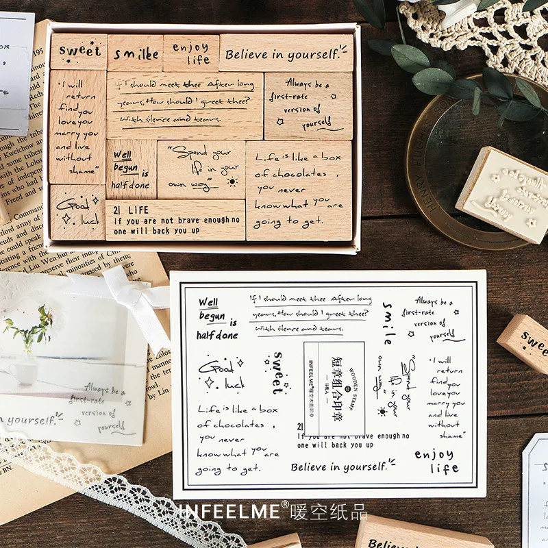 1 комплект Винтаж английская поэзия глава декоративная печать деревянный