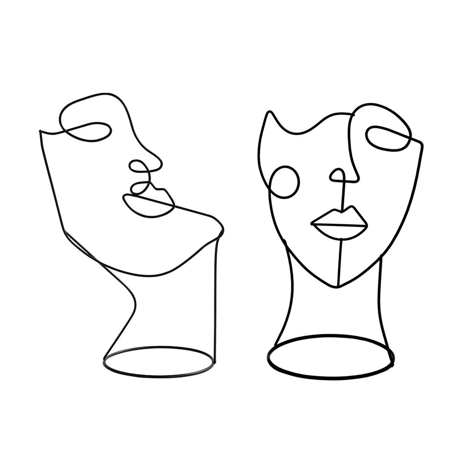

Modern Decorative Figure Metal Face Art Black Decorative Statue Abstract Decoration For Home Human Face Art Nordic Ornament