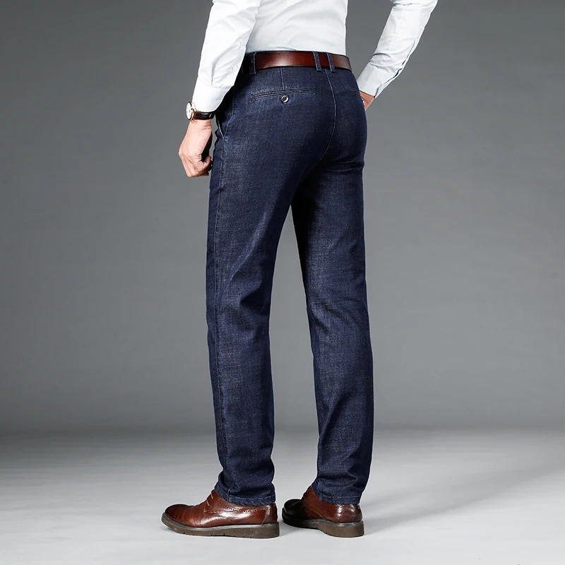 Мужской джинсовый костюм толстые повседневные брюки новинка осень-зима