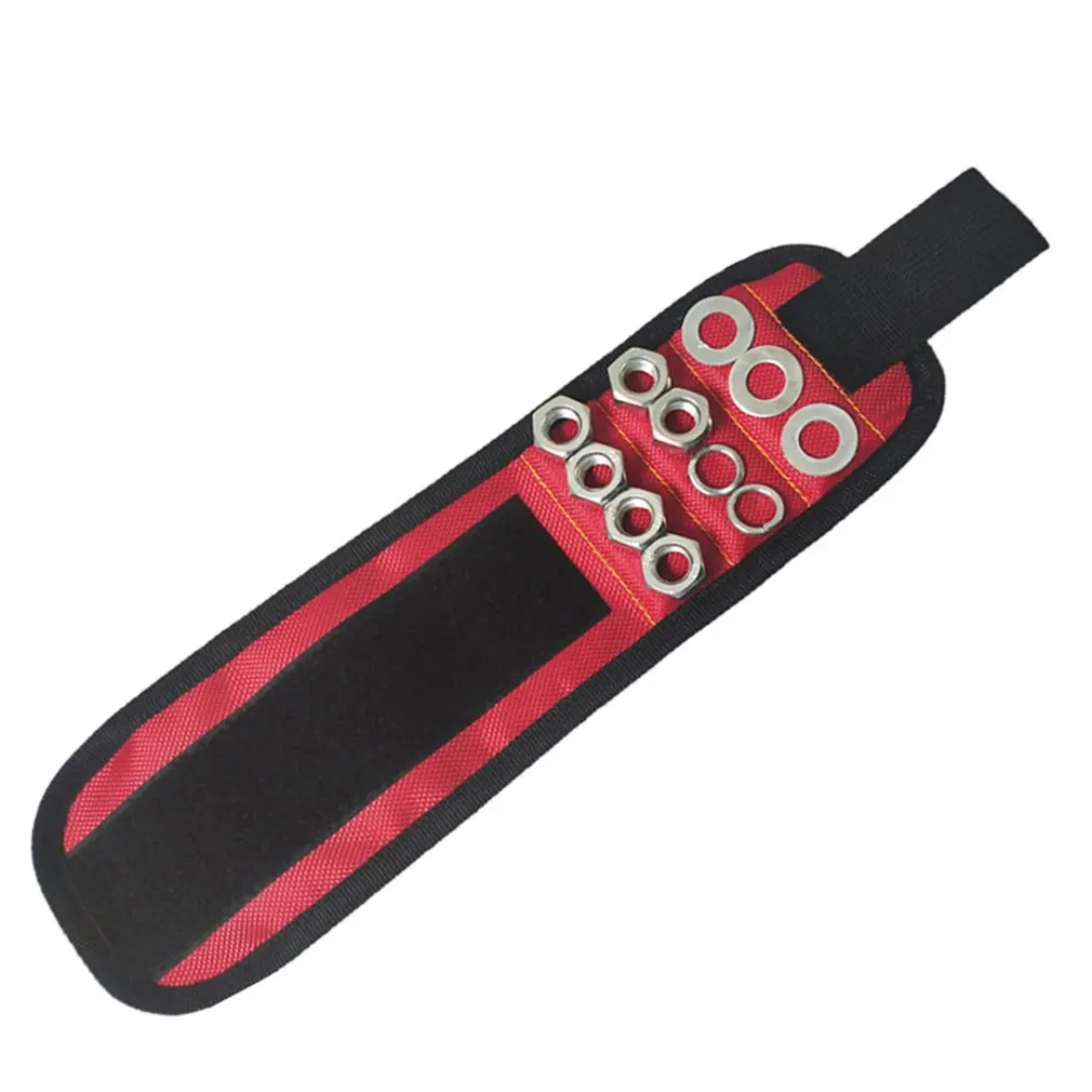 

Three Row Magnetic Magnetic Wristband Kit Tool Bag Built-In 2Pcs Super Powerful Magnets Electrician Woodworking For Home Repair