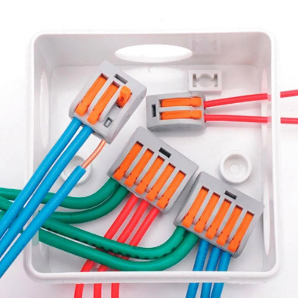 

2/3/5 Pole Terminal Block Lever Connector 32A 60pcs/set Cable Clamp Nut