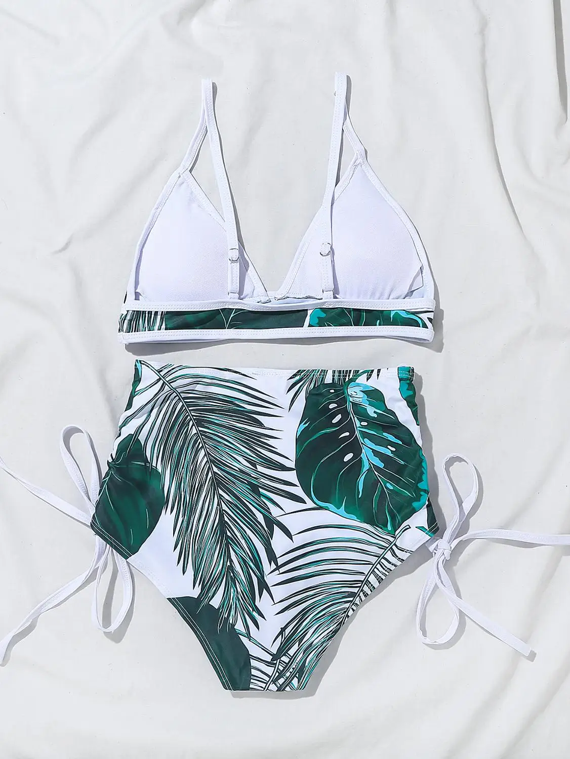 

New style tropical rainforest bikini sexy triangle cup high waist strappy swimsuit