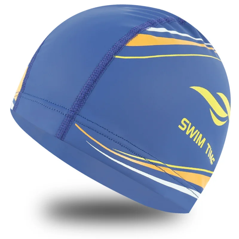 01 Blue Шапочка для плавания ming, шапочка для плавания в бассейне, шапка для купания с ушами, защита длинных волос, водонепроницаемая, ПУ покрытие, тканевая крышка для воды, s для женщин, мужчин, взрослых - Color: 01 Blue