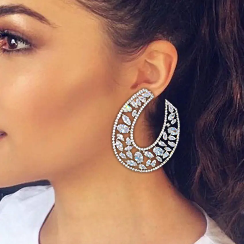 

LARRAURI модные полные кубические циркония великолепные большие серьги-гвоздики для женщин Девушка аксессуары для изготовления украшений