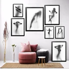 Абстрактная пикантная женщина и мужчина поцелуи тени картина в скандинавском стиле черный белый холст плакат печать Настенная картина ванная комната Домашний декор