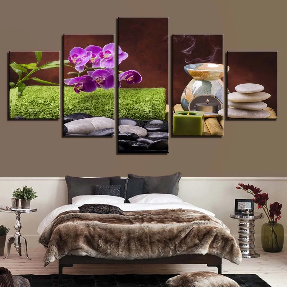 Плакат с цветами розовый красный жёлтый белый фиолетовый синий черный 5 шт.