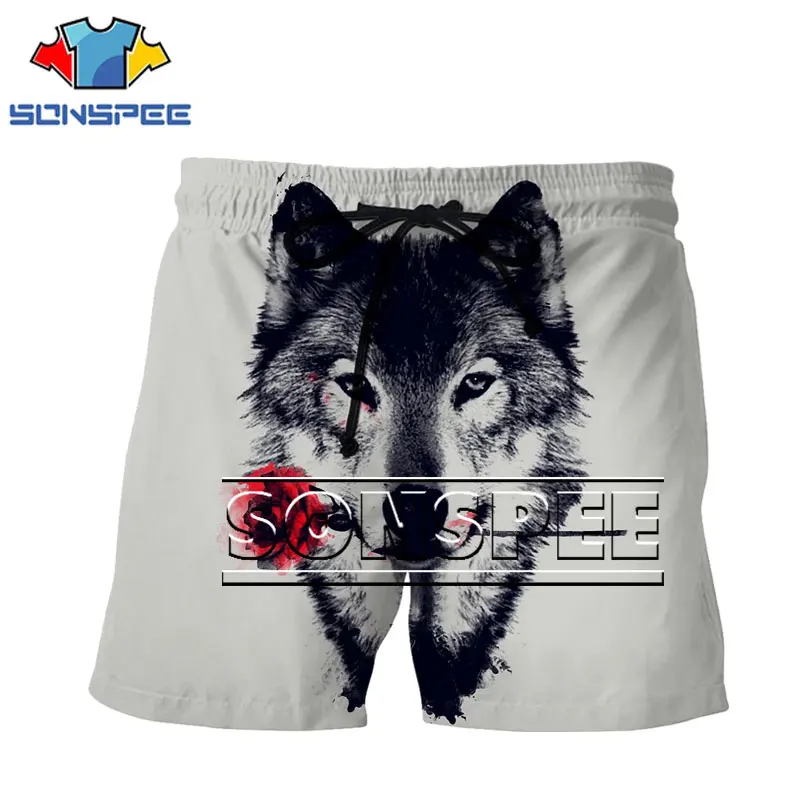 

SONSPEE Men Woman Shorts 3D Print Animal Wolf Dog Terror Summer Cool Fashion Comfortable All-match Large Size Lace Shorts
