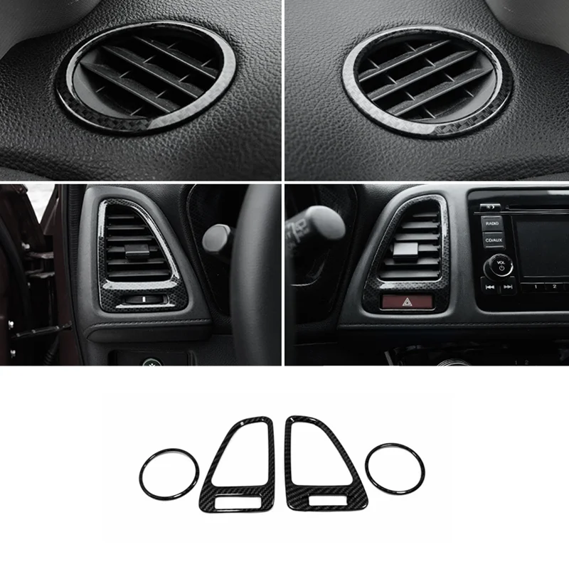 

For Honda VEZEL HRV HR-V 2015 2016 2017 Accessories Car Front Conditioner Air Outlet Decoration Cover Trim Sticker Carbon Fibre
