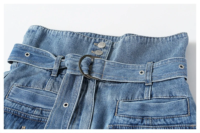 

[EAM] High Waist Blue Button Irregular Split Joint Denim Half-body Skirt Women Fashion Tide New Spring Autumn 2021 1Y722