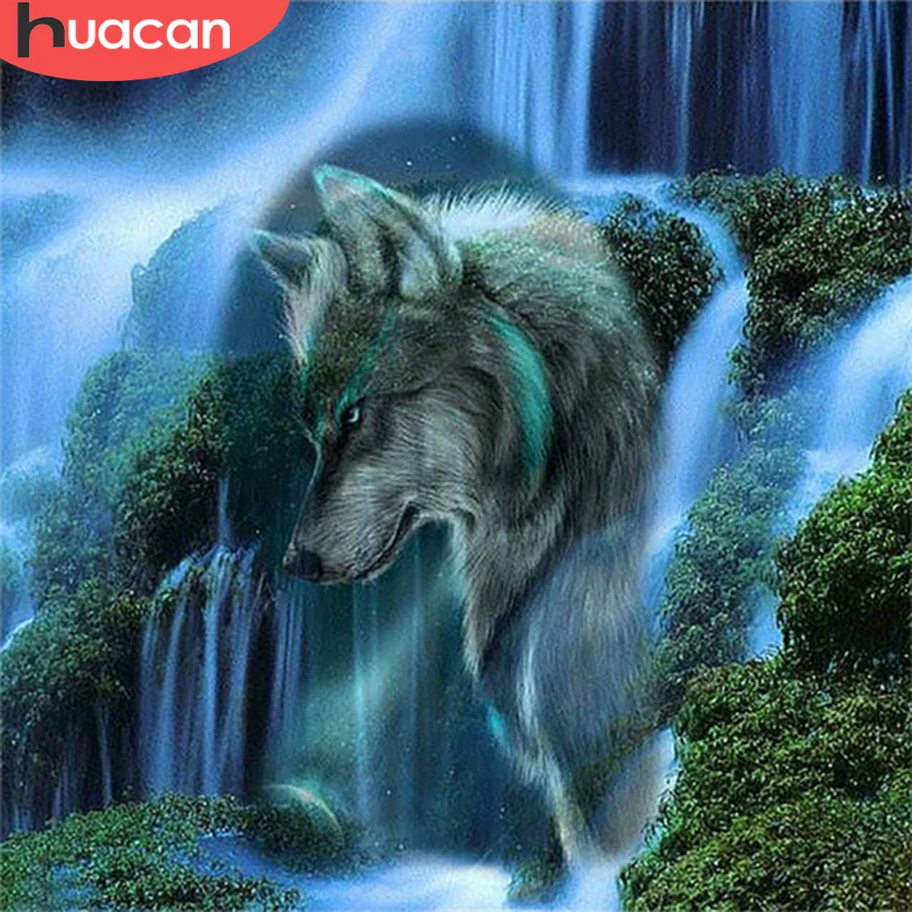 HUACAN 5d алмазная картина животное волк картины Стразы Алмазная вышивка пейзаж