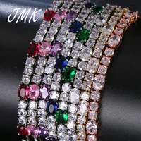 jmk multi color 5mm zircon tennis bracelet simple classic fashion silver adjustable chain link bangle for women men jewelry gift