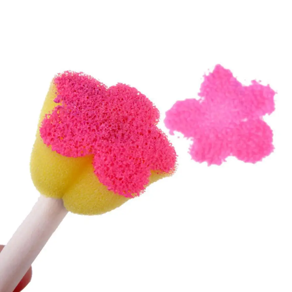 5 unids/set ni&ntilde;os esponja cepillos de juguete de madera de pinceles para pintar Grafiti de manualidades herramientas juguetes educativos para ni&ntilde;os-1