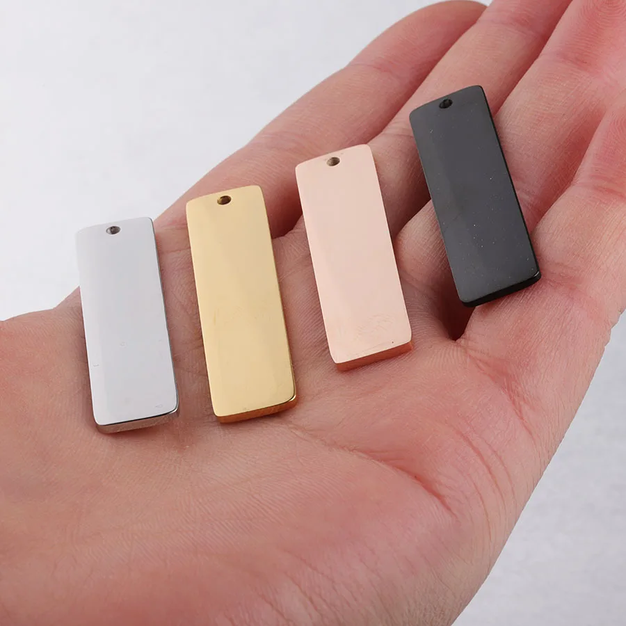 

Stainless Steel Square Strip Tag pendant for key chain Blank Metal Plate For Mirror Polish Charm Wholesale 10pcs