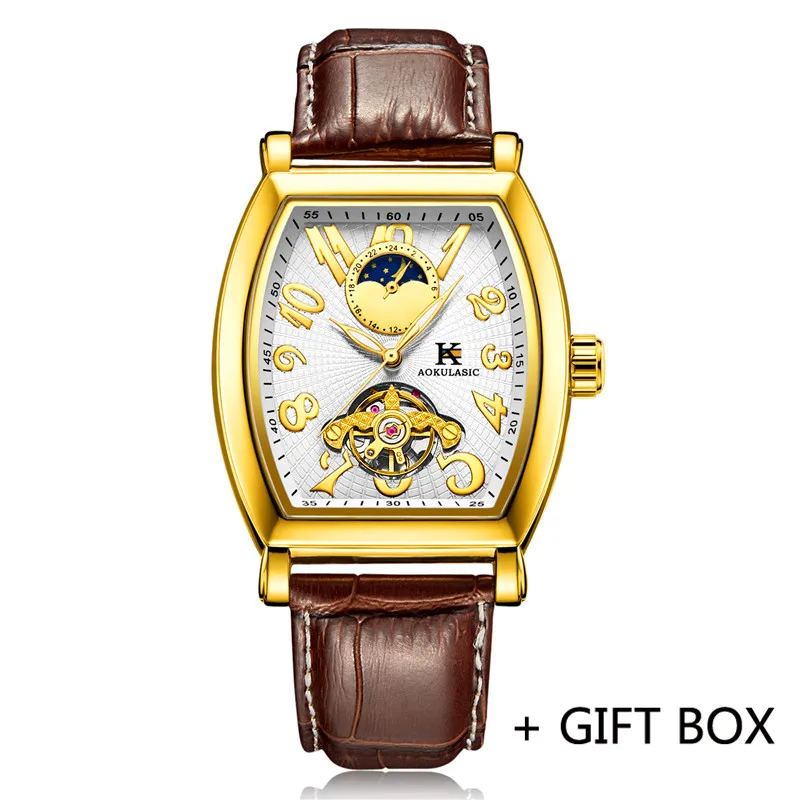 AK01303 with box Aokulasic автоматические механические мужские наручные часы военный армейский Спорт Мужские часы лучший бренд класса люкс Скелет водонепроницаемые мужские часы 013 - Цвет: AK01303 with box