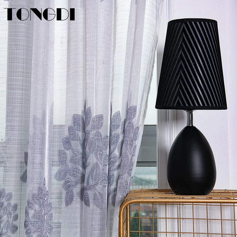 TONGDI белая Тюлевая занавеска с принтом элегантные листья Цветочное дерево