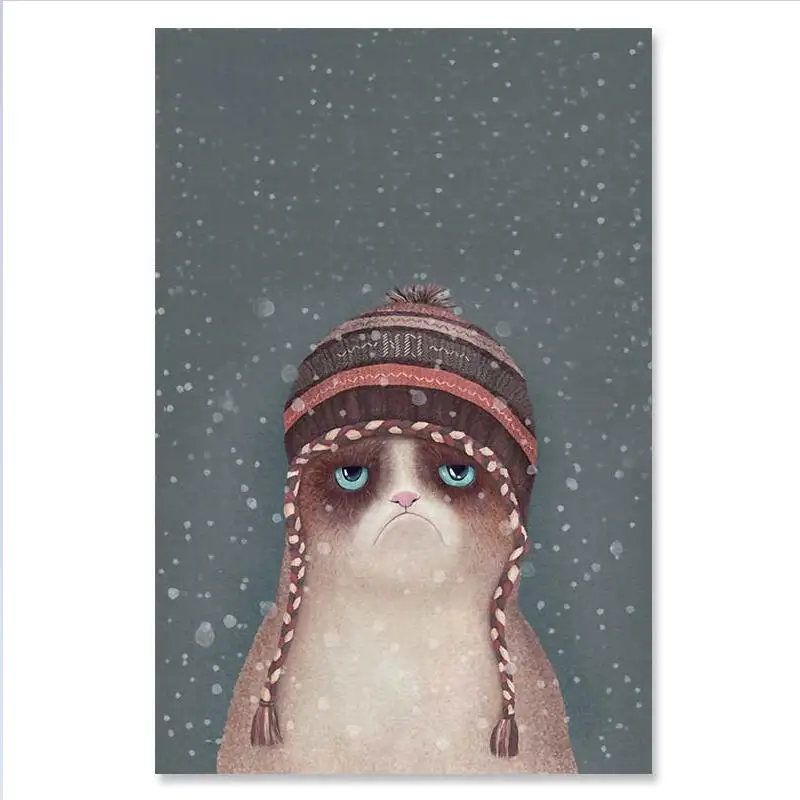 NUOMEGE Kawaii мультфильм животные кошка Искусство Холст Плакаты принты минималистическая картина детская картина украшения для спальни - Цвет: 05