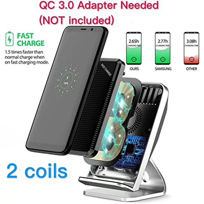 Top Fast Wireless Charger 10W With Cooling Fan Ultra Slim Stand Pad Mat For X 8 Plus S8 S7 S6 | Электроника